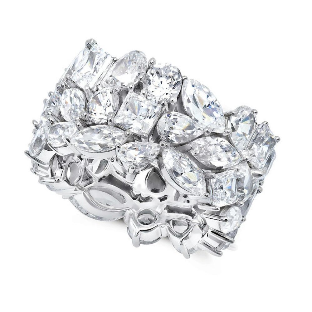 💎925 Silver Plated New Arrival Multiple Cuts Stones CZ Ring, MARR9385